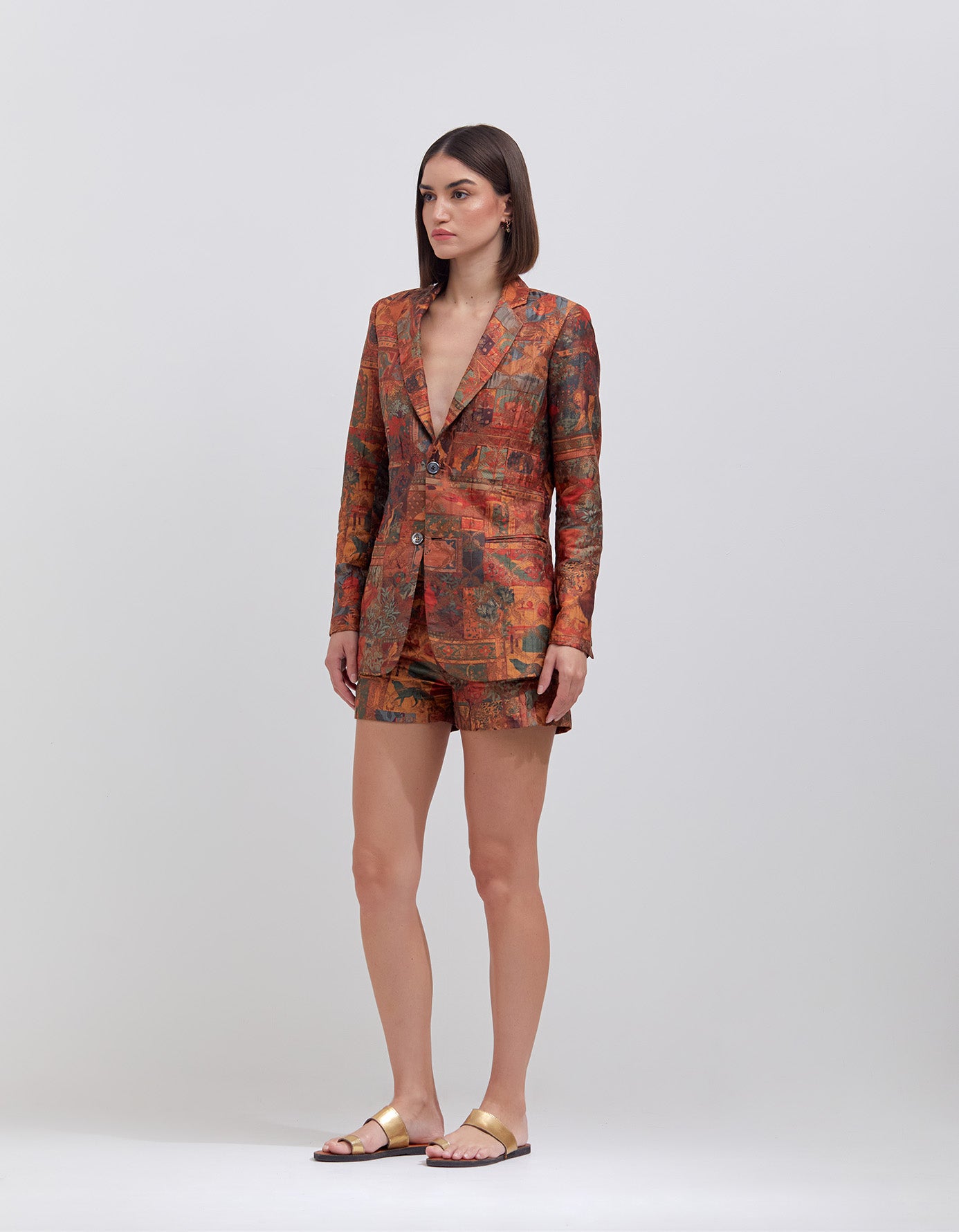 Rana Blazer Silk Brocade Terracotta