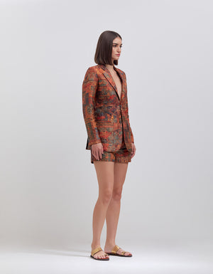 Rana Blazer Silk Brocade Terracotta