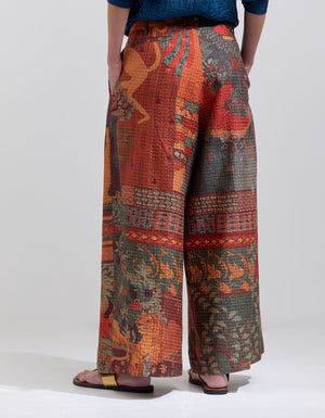 Pakhi Trousers Silk Check Dhagai Terracotta