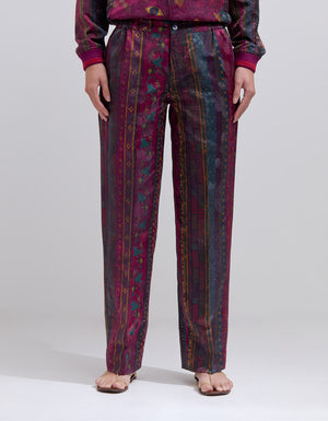 Azaad Trousers Silk Damask Purple