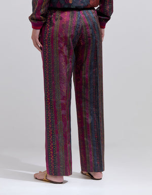 Azaad Trousers Silk Damask Purple