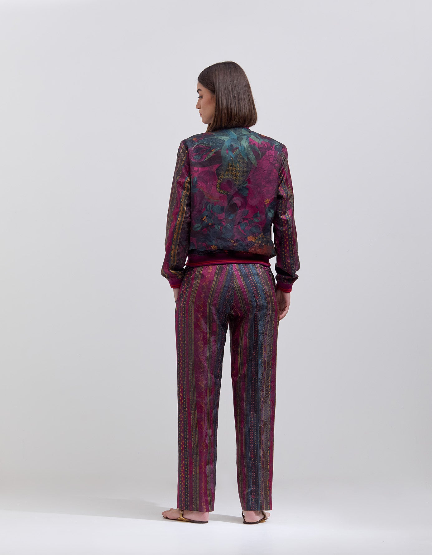 Azaad Trousers Silk Damask Purple