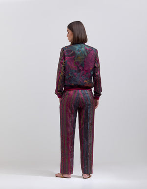 Azaad Trousers Silk Damask Purple