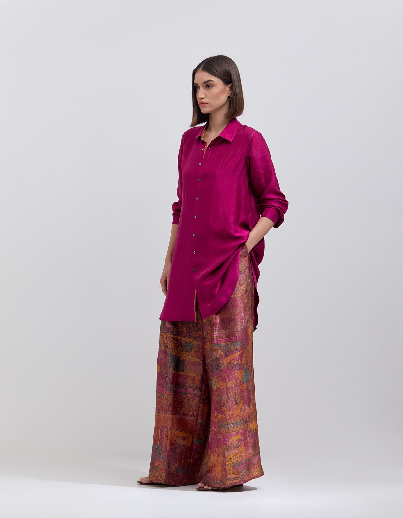 Palazzo Purple Panchatantra Silk Brocade Zig Zag