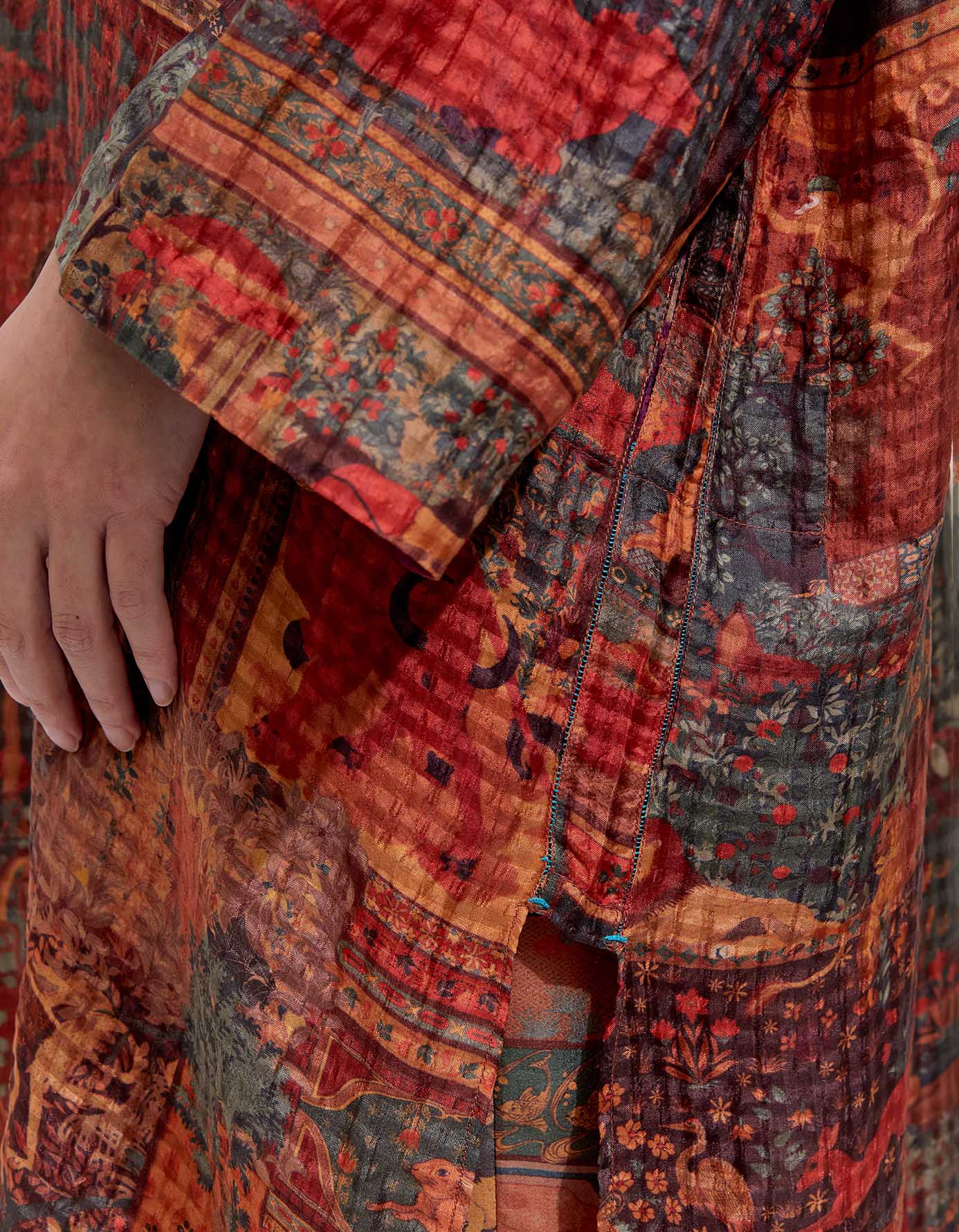 Firoza Kurta Silk Check Terracotta