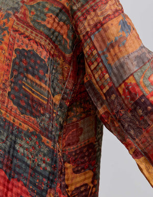 Kalidar Kurta Silk Check Terracotta