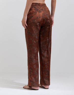 Azaad Trousers Silk Damask Caramal