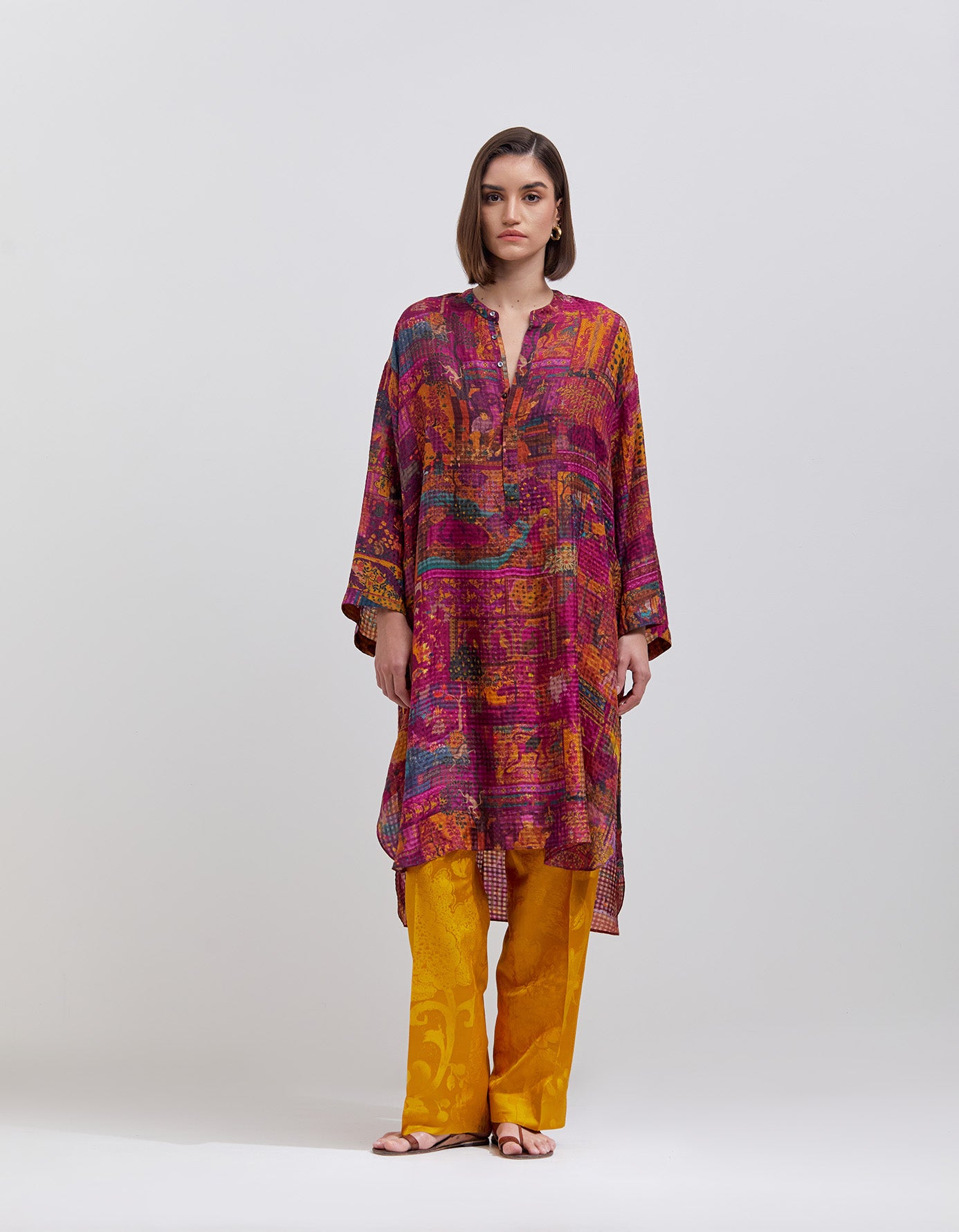 Azaad Trousers Silk Damask Mustard