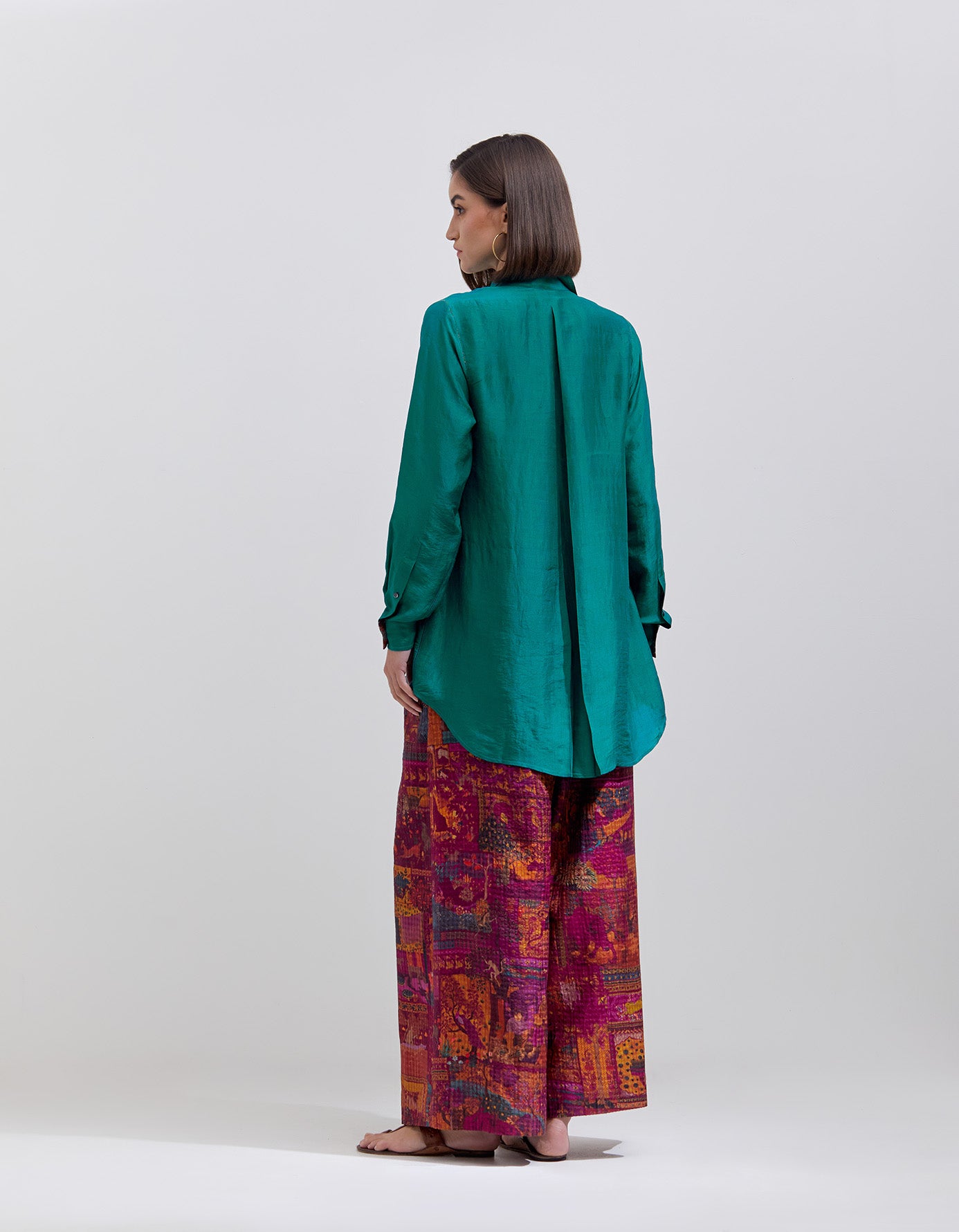 Oversized Shirt Turquoise Silk