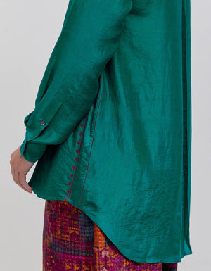 Oversized Shirt Turquoise Silk