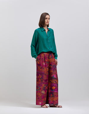 Oversized Shirt Turquoise Silk