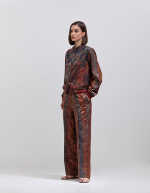 Azaad Trousers Silk Damask Terracotta