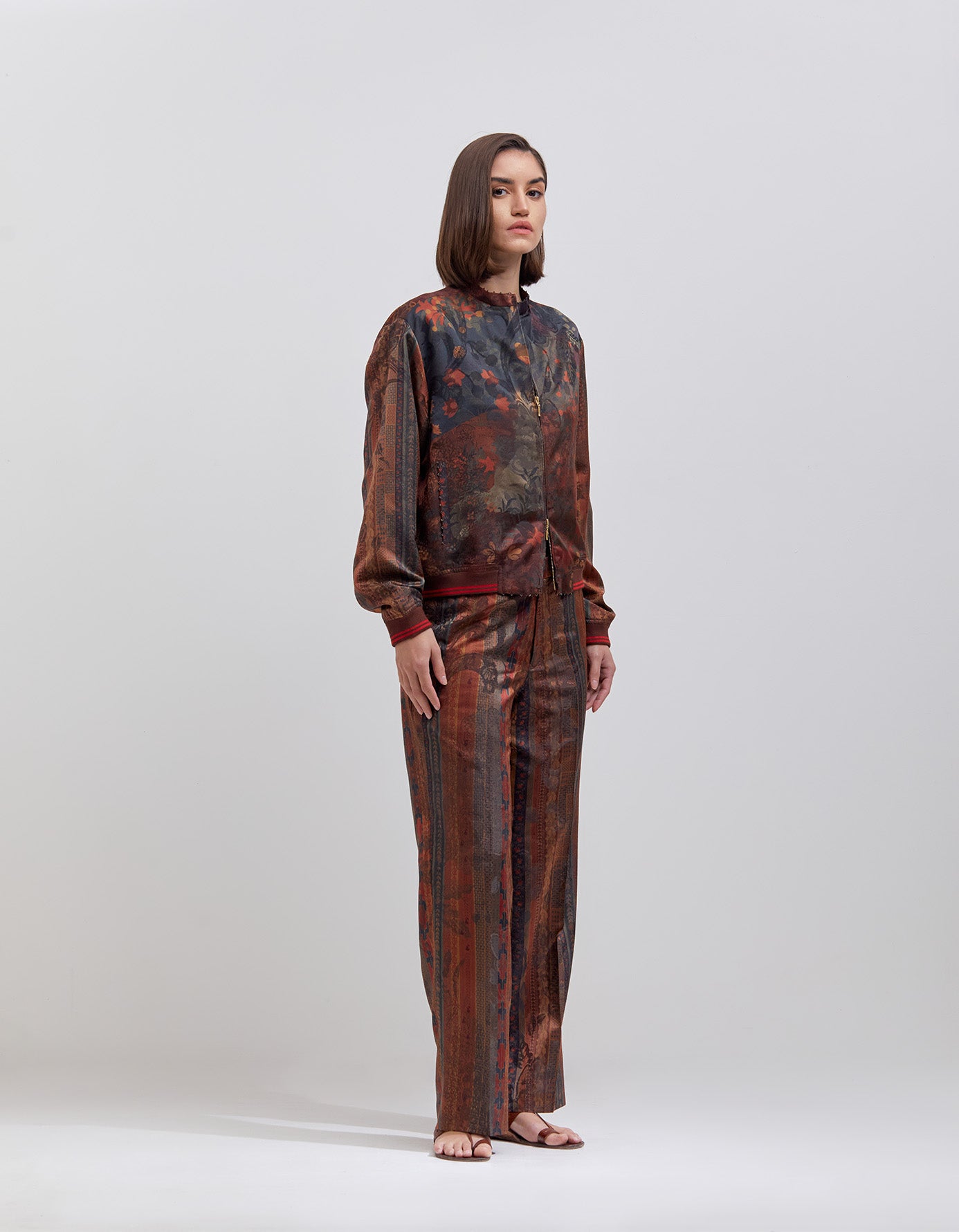 Azaad Trousers Silk Damask Terracotta