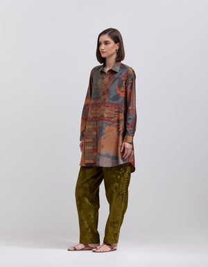 Oversized Shirt Silk Dupion Terracotta