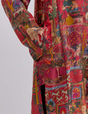 Kalidar Kurta Silk Crimson