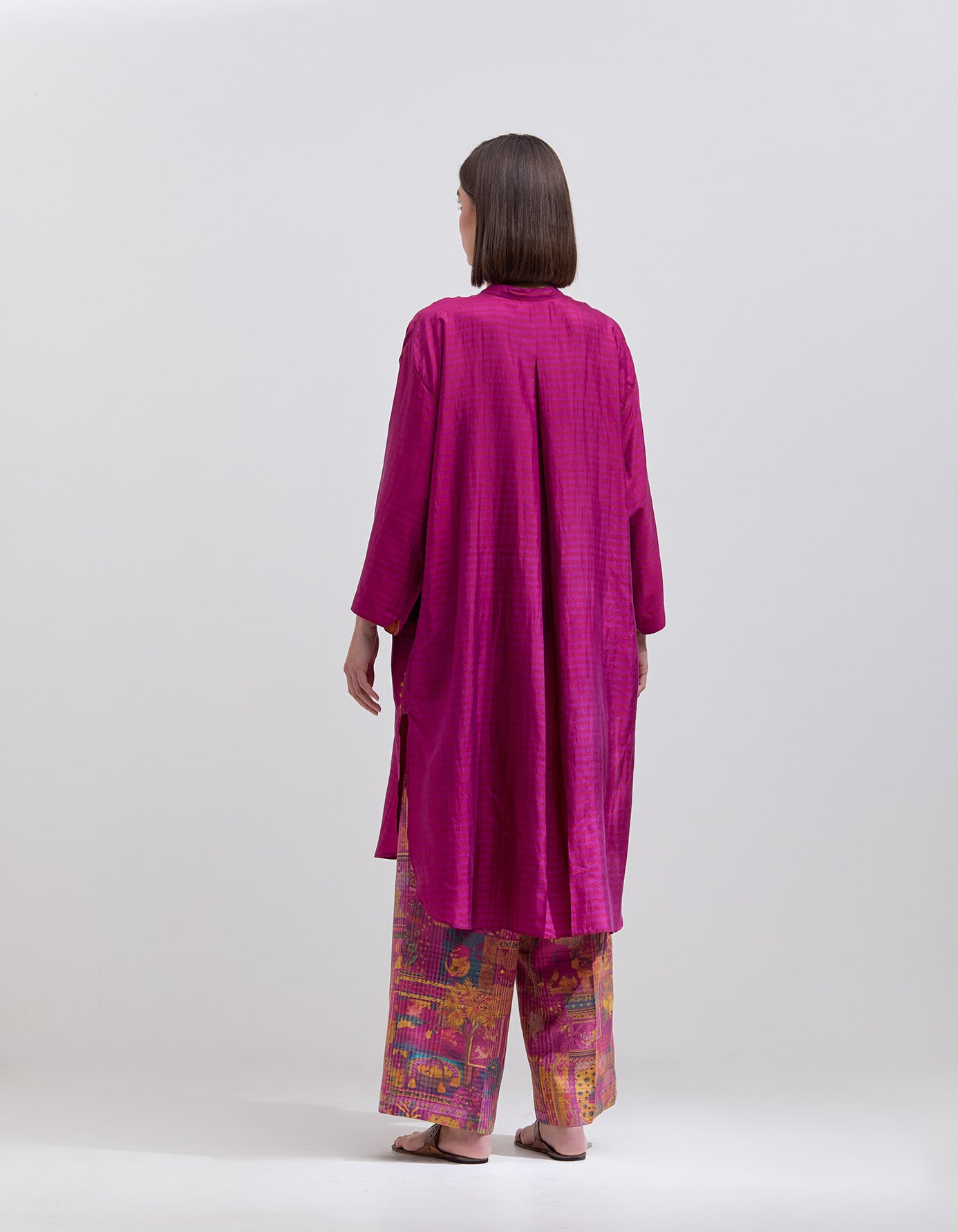 Firoza Kurta Silk Dupion Check Purple