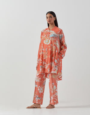 Sparsh Shirt Cotton Crepe Coral