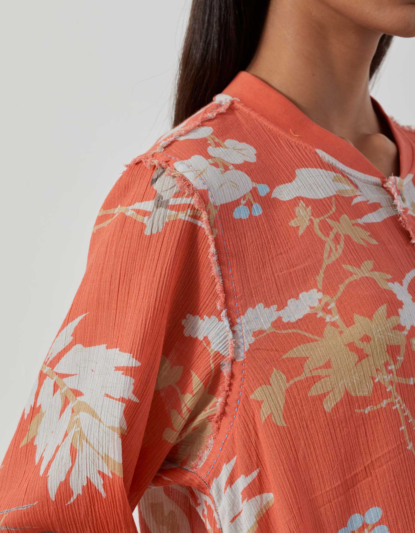 Sparsh Shirt Cotton Crepe Coral