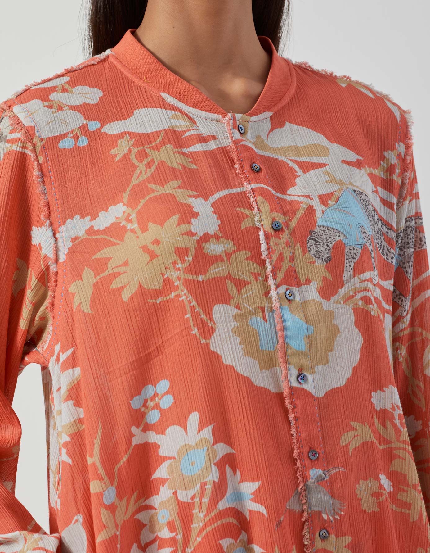 Sparsh Shirt Cotton Crepe Coral