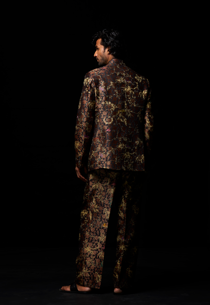 Bandhgala Silk Brocade Black