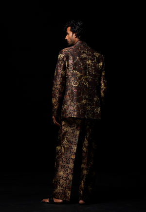 Bandhgala Silk Brocade Black