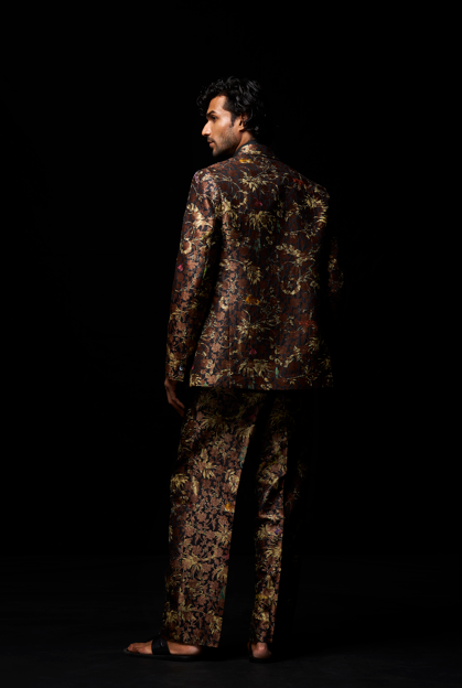 Classic Trousers Silk Brocade Black