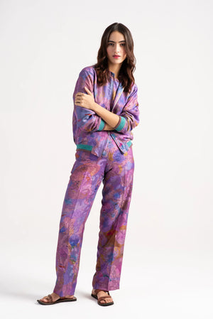 Azad Trousers Silk Damask Amethyst