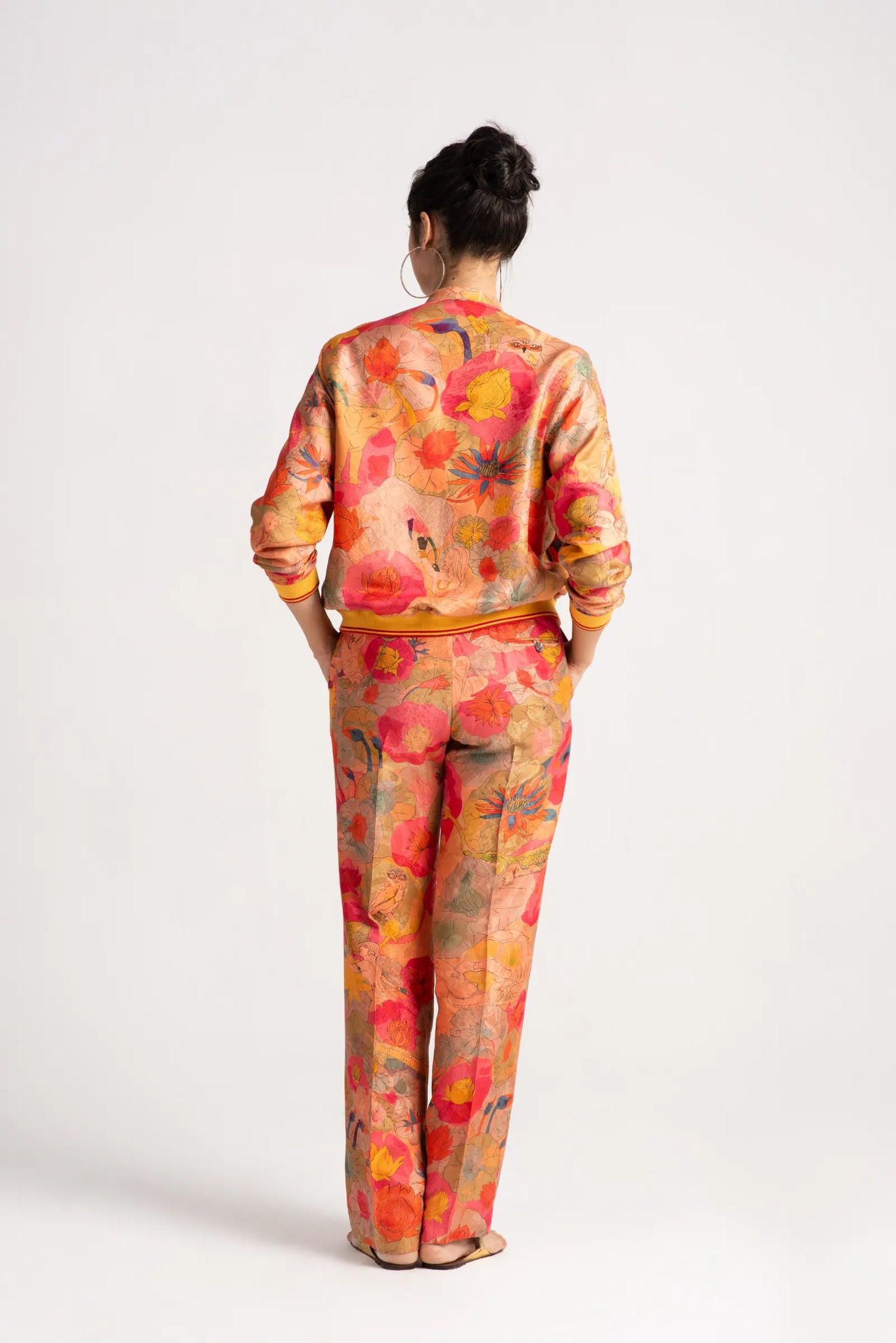 Janbaaz Bomber Jacket Silk Damask Grapefruit