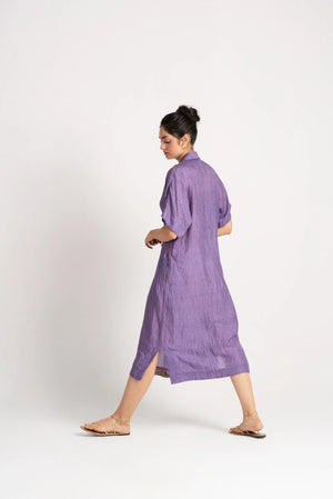 Padmini Dress Silk Check Lilac