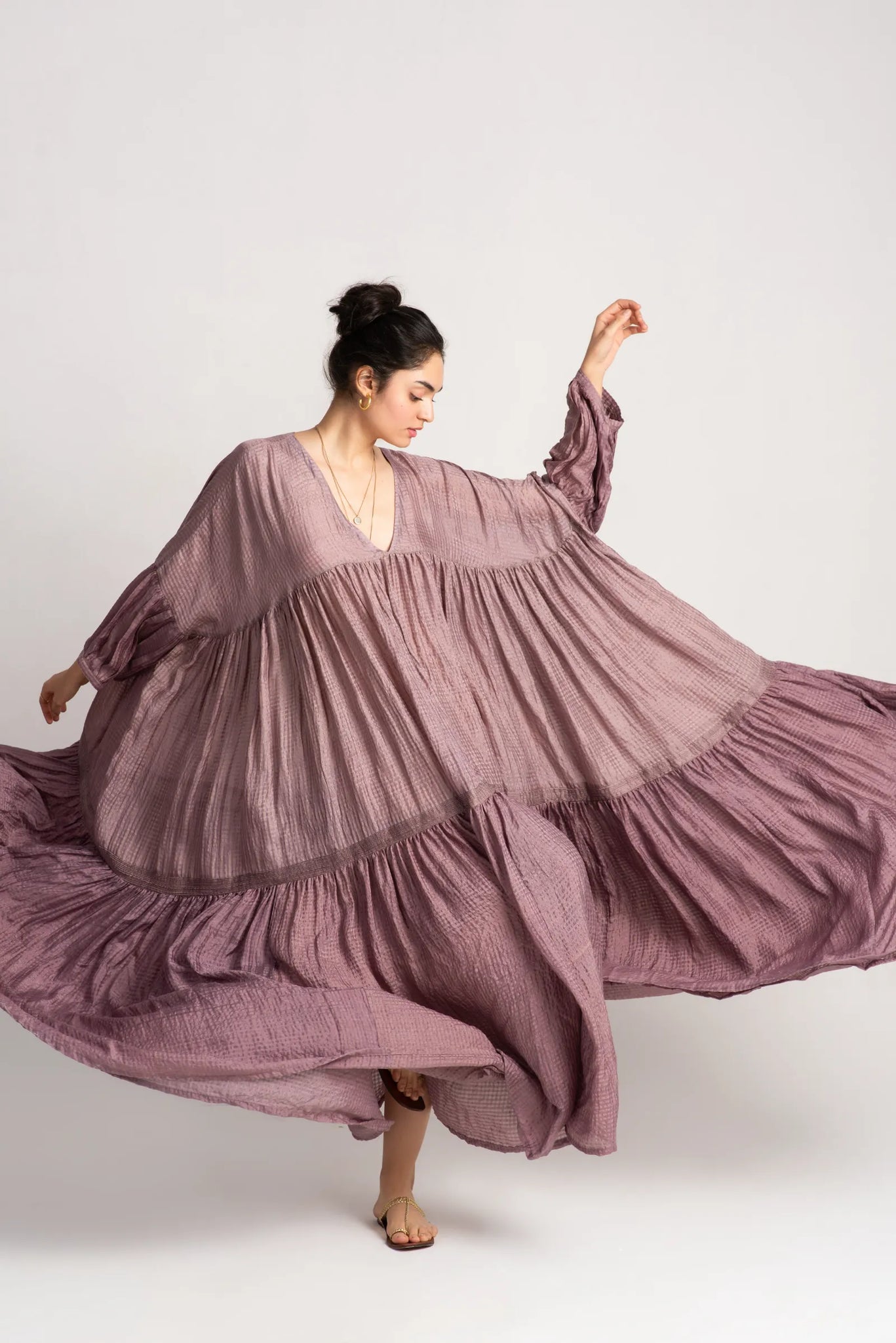 Phillauri Dress Silk Check Dusty Mauve