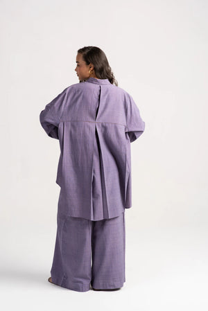 Manchali Shirt Cotton Silk Check Lilac