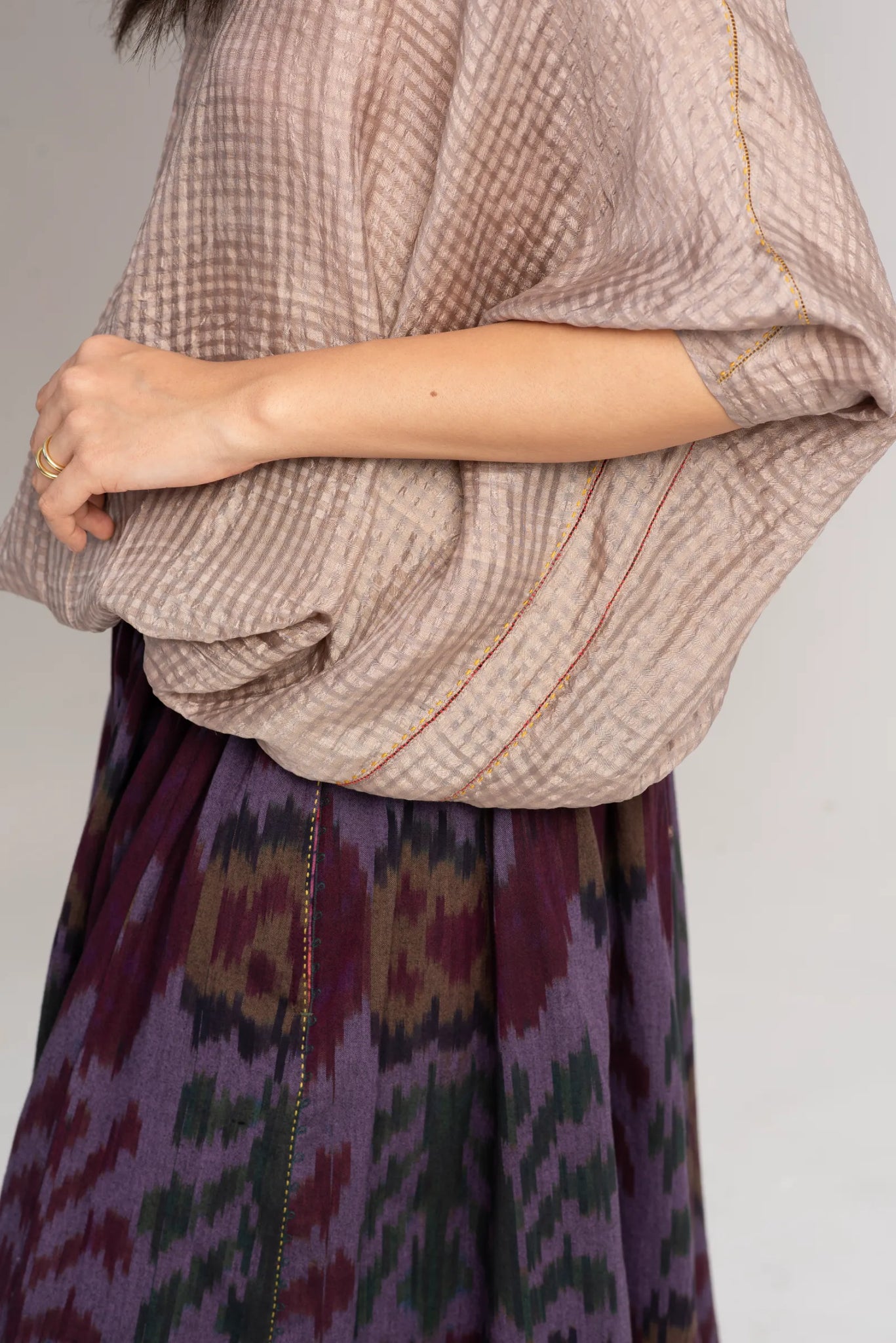 Nargis Skirt Cotton Ikat Lilac-Wine