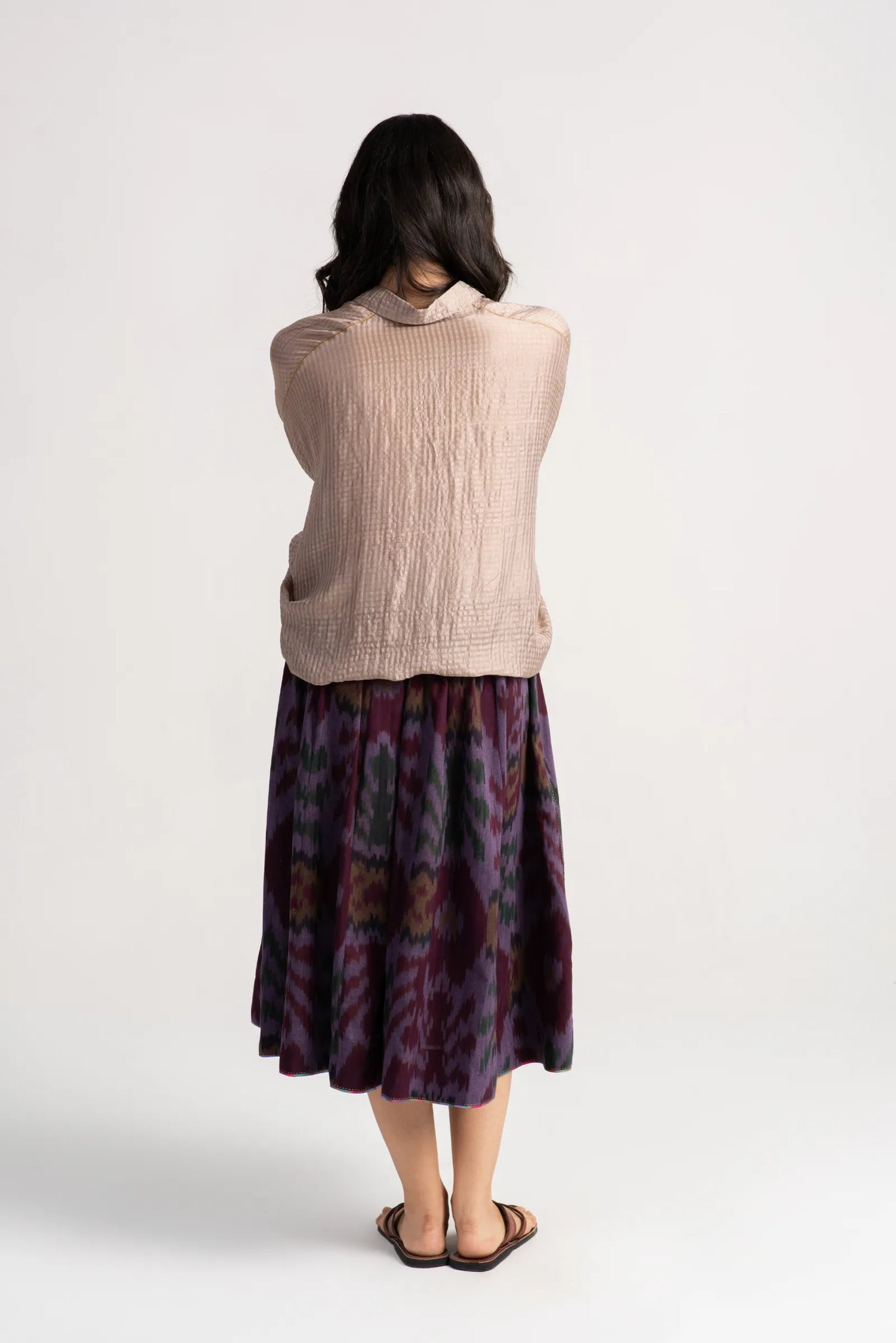 Nargis Skirt Cotton Ikat Lilac-Wine