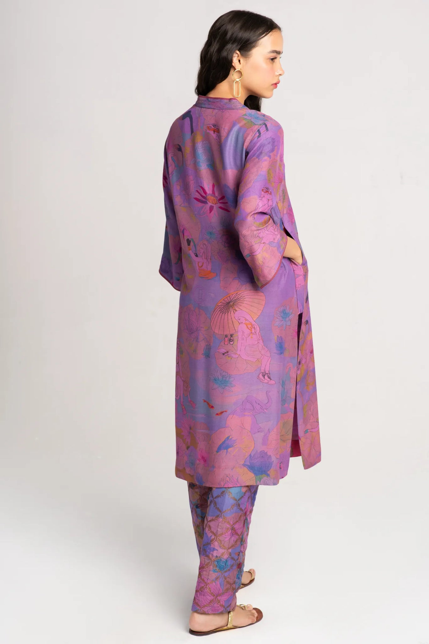 Damini Kurta Muga Satin Amethyst