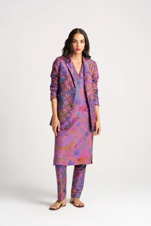 Damini Kurta Muga Satin Amethyst