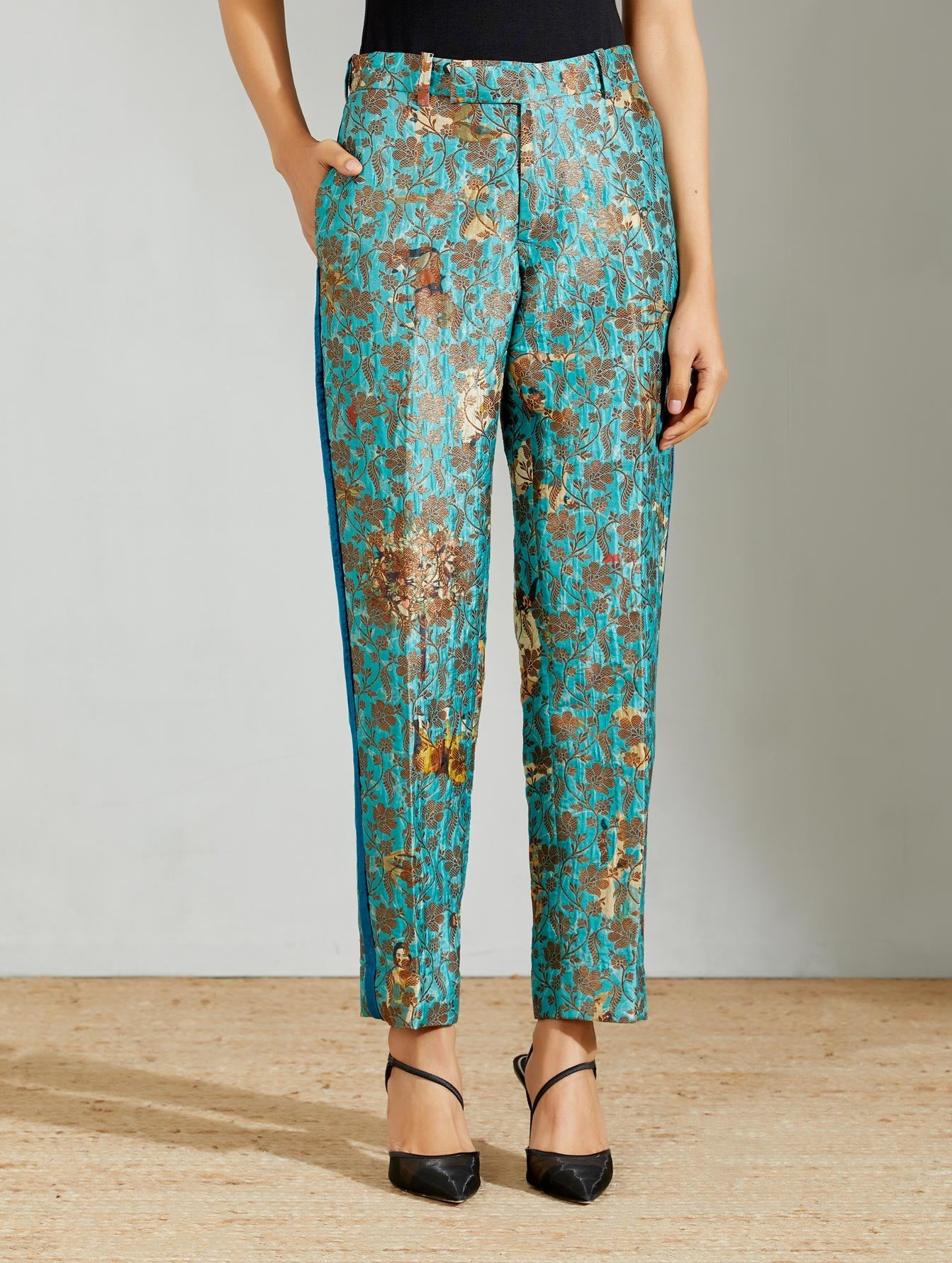 Flared Brocade Tailored Trousers | Endource