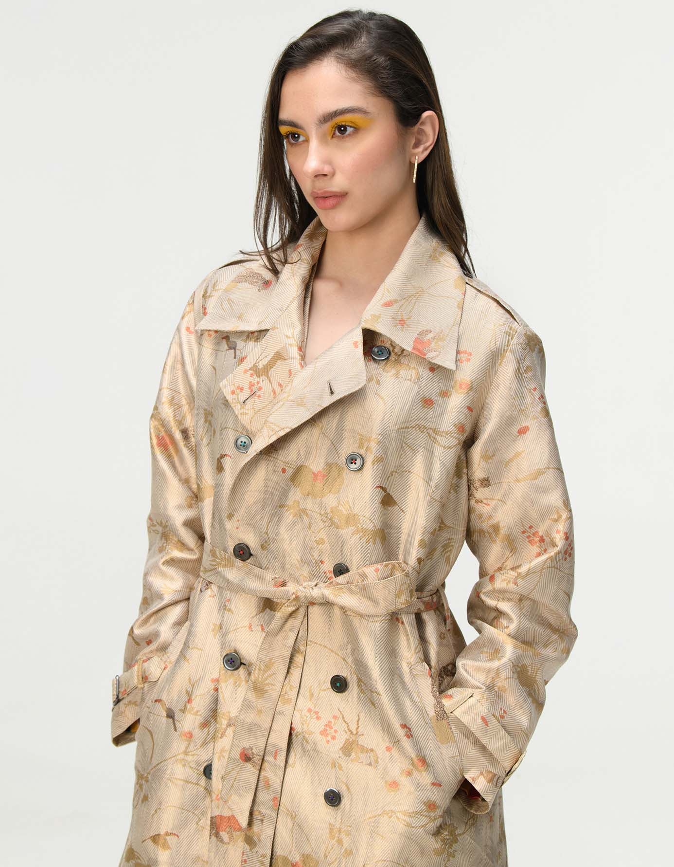 Trench Silk Brocade Ivory